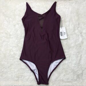New Zyia Women’s Plum Effortless Mesh One Piece Swimsuit Size XS